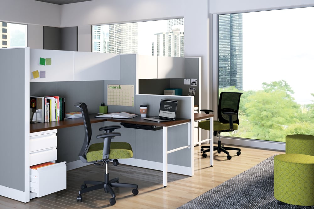 HON Convergence task chair, black mesh back, yellow cushion