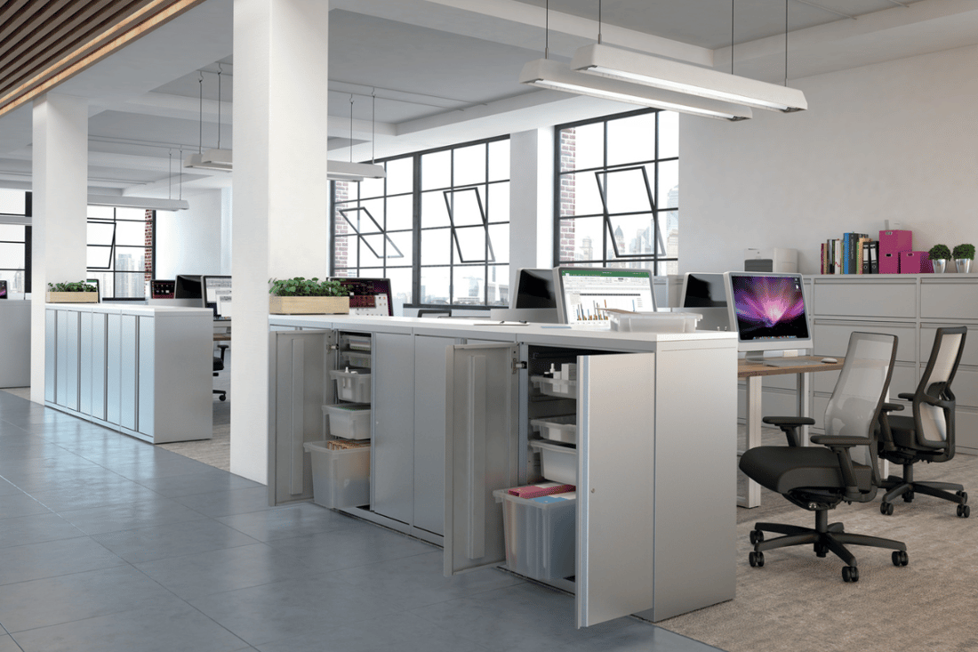 HON Flagship storage in open office space