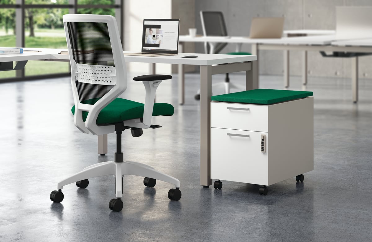 HON Fuse personal storage at desk, green