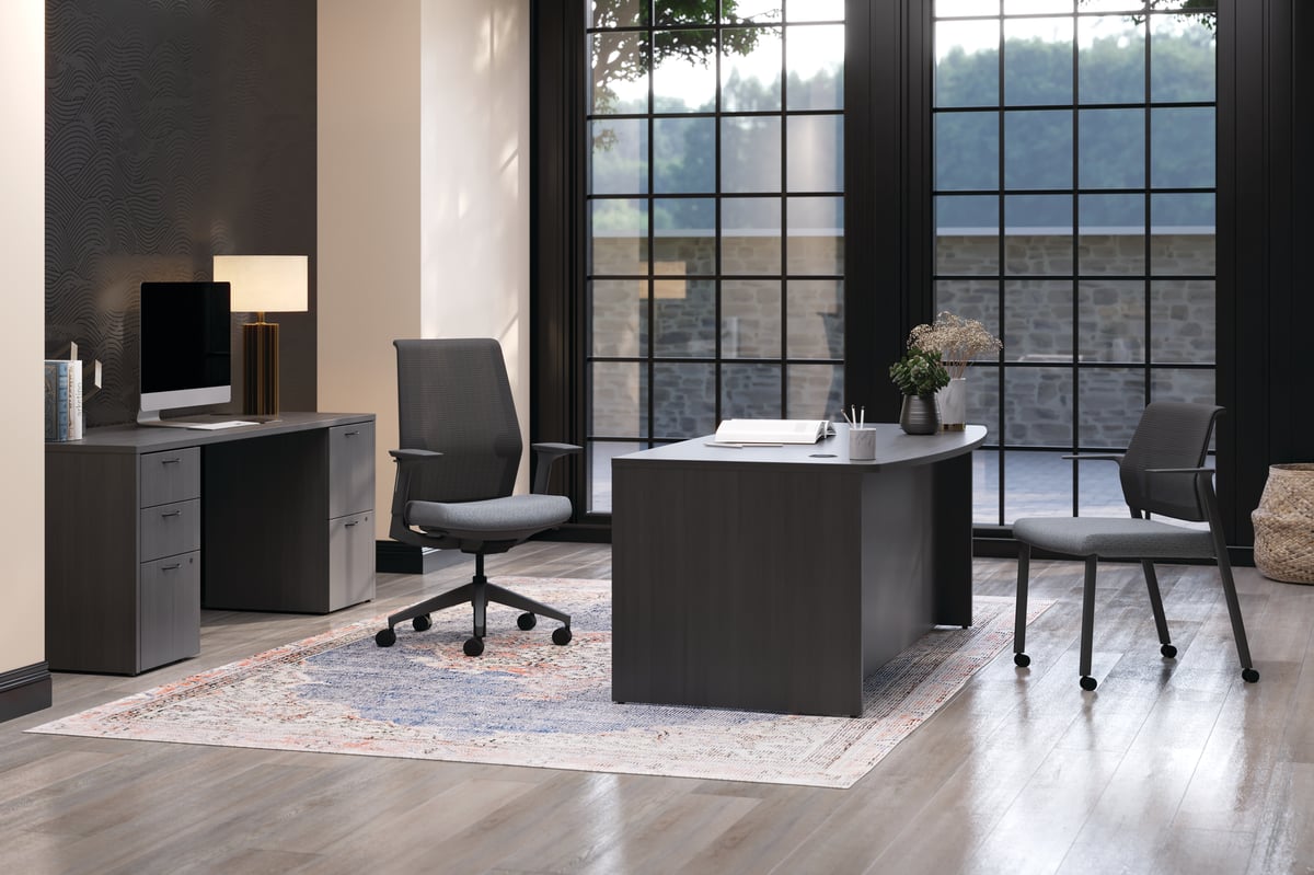 HON Mod desk, dark, personal office