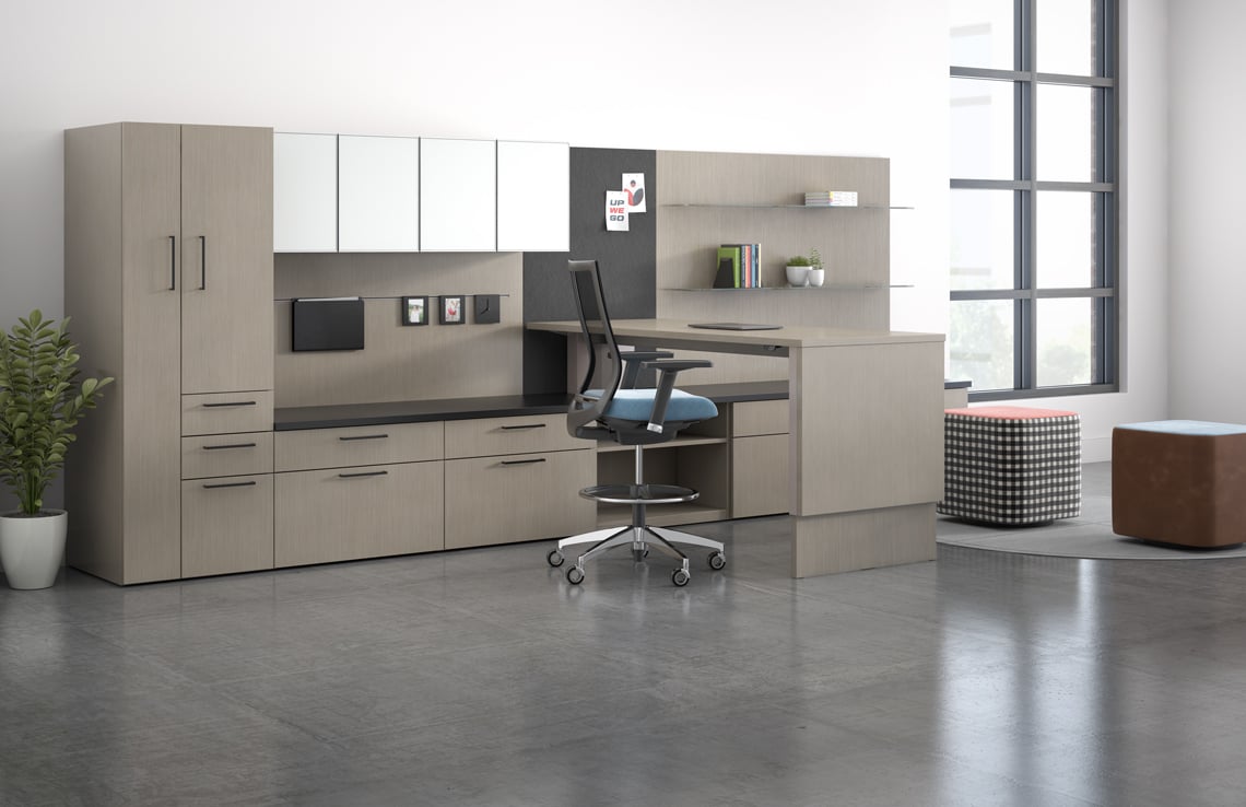 KIMBALL Priority desk, with storage