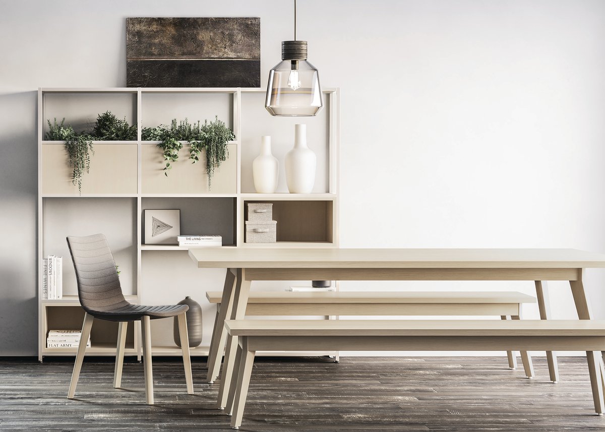 NATIONAL Tessera collaborative table with bench seating