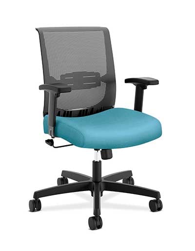 HON Convergence task chair, black mesh back, blue cushion