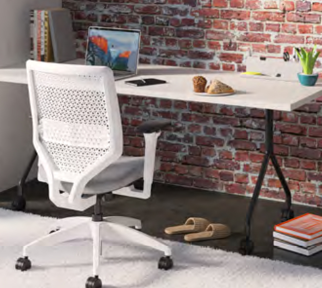 small desk and white chair at home