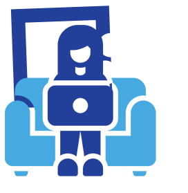 person working on couch icon